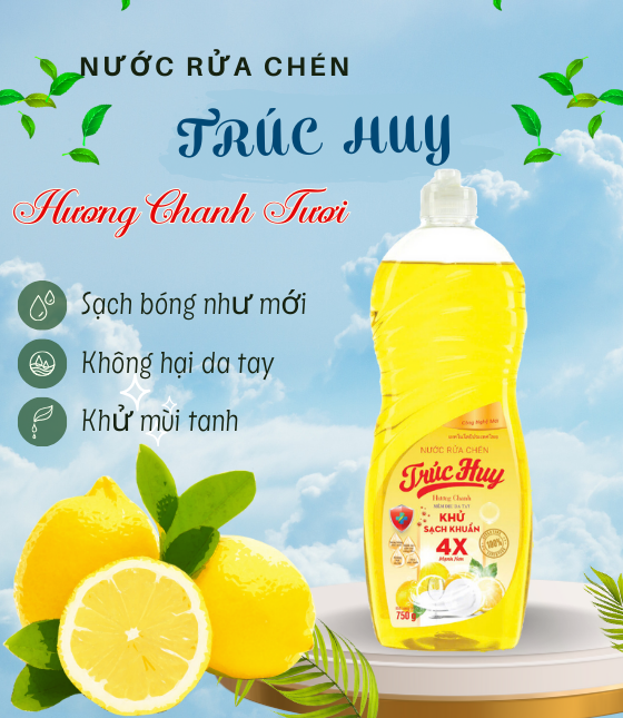 Nước Rửa Chén Trúc Huy 750G - Hương Chanh Tươi
