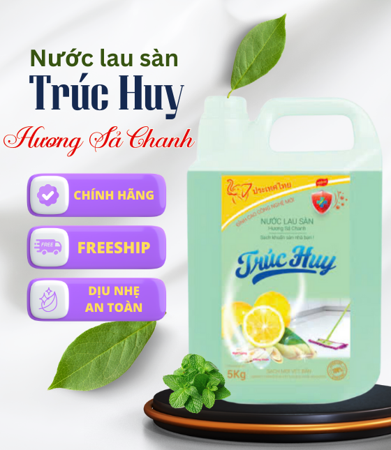 Nước Lau Sàn Trúc Huy 5 KG - Hương Sả Chanh