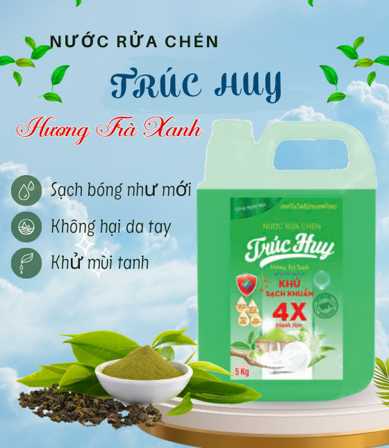 Nước Rửa Chén Trúc Huy 5 KG - Hương Trà Xanh