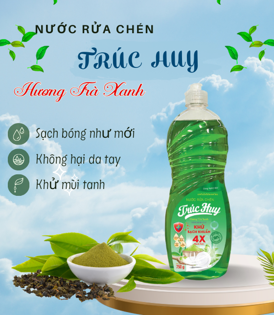 Nước Rửa Chén Trúc Huy 750G - Hương Trà Xanh